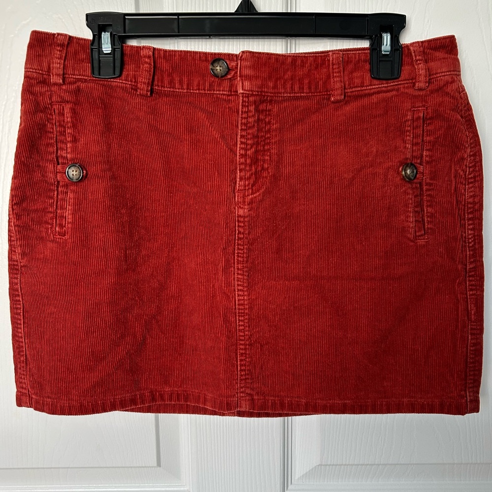 Banana Republic Rust Orange Corduroy Mini Skirt Size 6 - Picture 1 of 12
